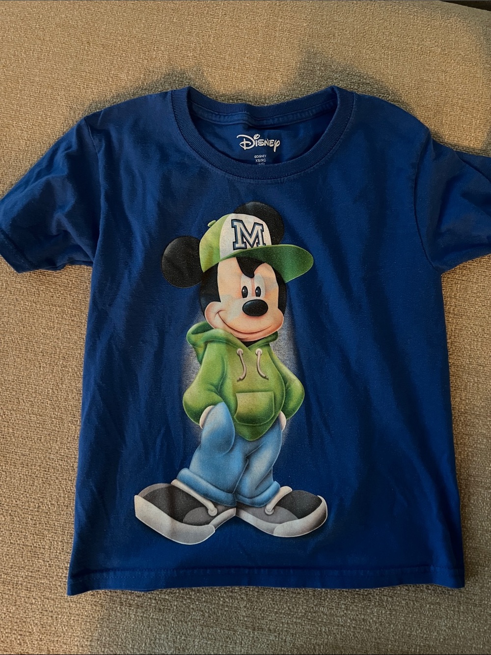 Disney Boys' Navy Tee with Green Hoodie Mickey Graphic